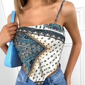 Printed bandana top with open back